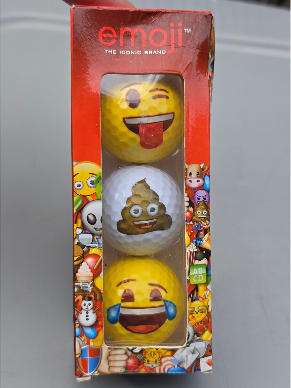 Emoji 3 Pack Novelty Golf Balls Winking Poop Laughing Faces Gift Set